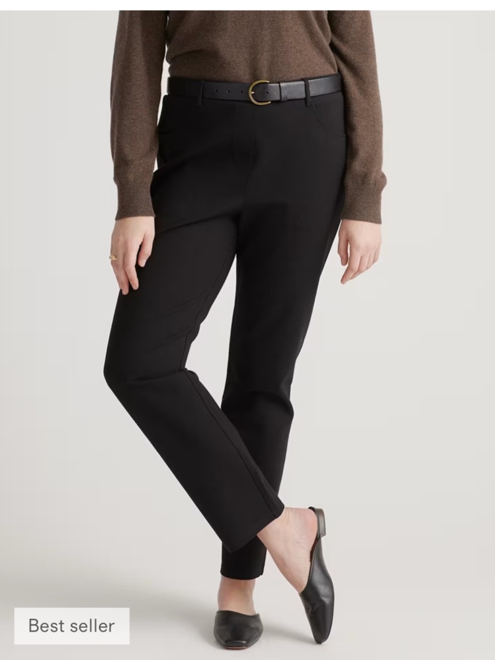 Quince Black Straight Leg Ponte Pants